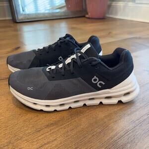 On Running Cloudrunner Black White Gray Men’s Size 10 Athletic Running Shoes